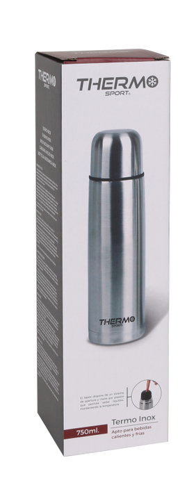 Thermosport Termo Inox 750 ml - Alto 31,2 cm, Diámetro 8,7 cm (6 Unidades)