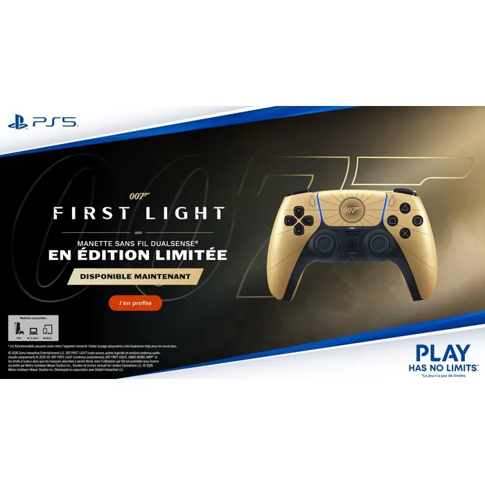 Sony Mando inalámbrico DualSense Edición limitada 007 First Light para PS5 y PC