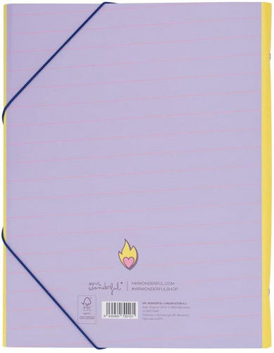 Mr. Wonderful Carpeta Separadora WOA11105ES Haz Que Cada Día Merece la Pena con Gomas y Solapas Morado Claro