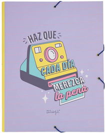 Mr. Wonderful Carpeta Separadora WOA11105ES Haz Que Cada Día Merece la Pena con Gomas y Solapas Morado Claro