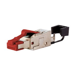 METZ CONNECT Conector RJ45 de Campo 25G para Cable Pro, Chapado en Niquel/Dorado, Rojo, IP20, Paquete de 10