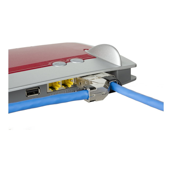 METZ CONNECT Conector RJ45 de Campo 25G para Cable Pro, Chapado en Niquel/Dorado, Rojo, IP20, Paquete de 10