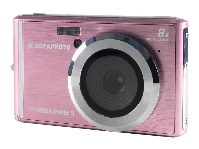 AgfaPhoto Compact DC5200 - Cámara Digital Compacta 21 MP CMOS, Zoom Digital 8x, Grabación Vídeo HD 720p, Color Rosa