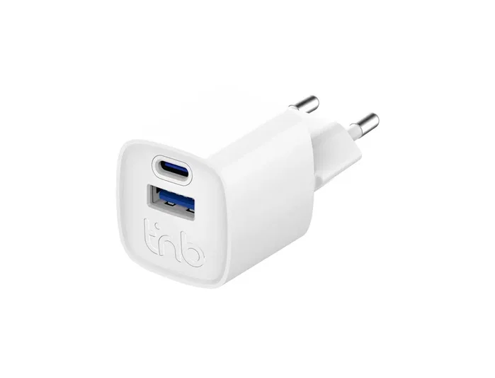 TNB Cargador GaN 30W USB-C + USB-A Blanco TNB Cargador GaN 30W USB-C + USB-A Blanco
