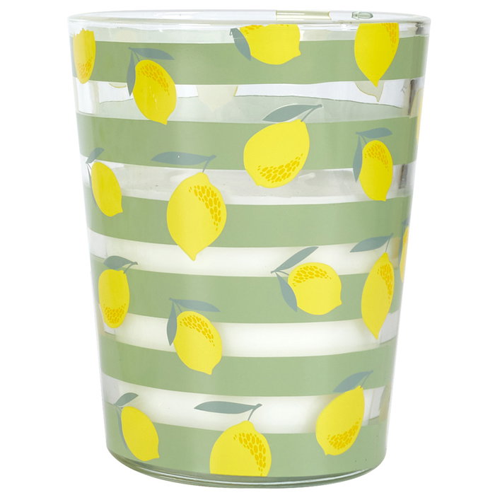 Home Deco Factory Vela Antimoustique Aroma Citronela 470g ~45h, Ø13x16cm - Modelos Surtidos (limones, rayas, sunshine)