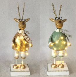 DKD Home Decor Figura de Metal LED RENO Surtido de 2 unidades