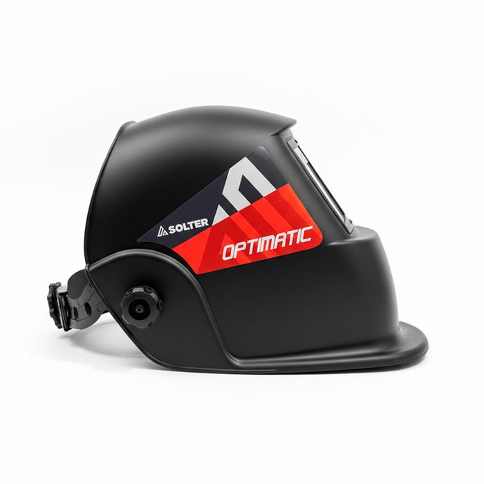 Solter Optimatic 45 Pantalla de Soldadura Automática con Filtro DIN 4/9-13, Campo de Visión 89x39 mm, Sensores de Arco, Cumple Normativa EN175/EN379