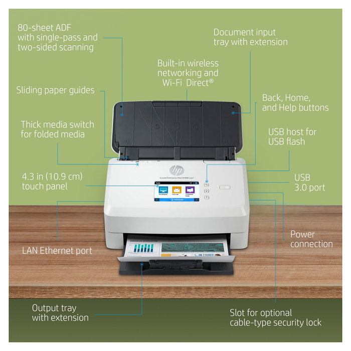 HP ScanJet Enterprise Flow N7000snw1 - Escáner de Documentos Profesional con Alimentador Automático, WiFi, LAN, Duplex, 600 DPI, Hasta A4, Pantalla Táctil 2.8", Blanco HP ScanJet Enterprise Flow N7000snw1 - Escáner de Documentos Profesional con Alimentador Automático, WiFi, LAN, Duplex, 600 DPI, Hasta A4, Pantalla Táctil 2.8", Blanco
