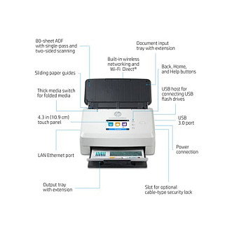 HP ScanJet Enterprise Flow N7000snw1 - Escáner de Documentos Profesional con Alimentador Automático, WiFi, LAN, Duplex, 600 DPI, Hasta A4, Pantalla Táctil 2.8", Blanco HP ScanJet Enterprise Flow N7000snw1 - Escáner de Documentos Profesional con Alimentador Automático, WiFi, LAN, Duplex, 600 DPI, Hasta A4, Pantalla Táctil 2.8", Blanco