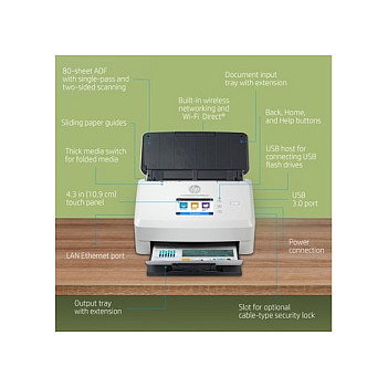 HP ScanJet Enterprise Flow N7000snw1 - Escáner de Documentos Profesional con Alimentador Automático, WiFi, LAN, Duplex, 600 DPI, Hasta A4, Pantalla Táctil 2.8", Blanco HP ScanJet Enterprise Flow N7000snw1 - Escáner de Documentos Profesional con Alimentador Automático, WiFi, LAN, Duplex, 600 DPI, Hasta A4, Pantalla Táctil 2.8", Blanco