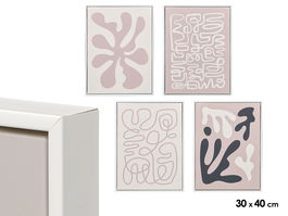 Giftdecor Cuadro Lienzo Abstracto Blanco Ocre 30x40 cm Surtidos (Set de 4)