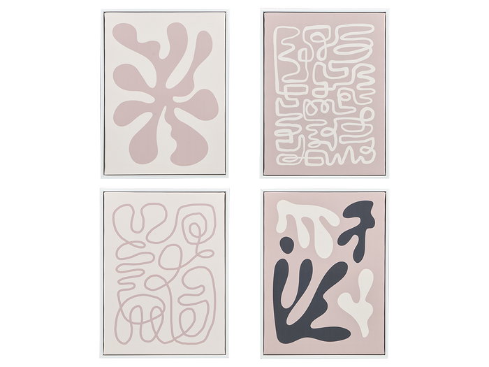 Giftdecor Cuadro Lienzo Abstracto Blanco Ocre 30x40 cm Surtidos (Set de 4)
