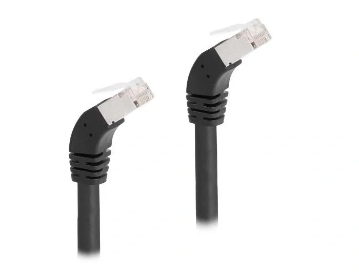DeLOCK Cable de red RJ45 Cat.6A S/FTP 45° hacia abajo 0,5 m negro