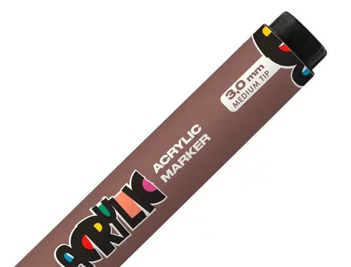Liderpapel Rotulador Acrílico Base Agua para Todo Tipo de Superficie, Punta Redonda 3 mm, Marrón