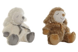 DKD Home Decor Peluche de Oveja en Poliéster, Set de 2 unidades, Blanco y Marrón