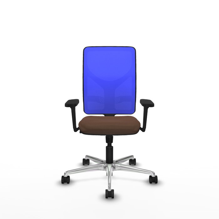 PIQUERAS Y CRESPO Silla de oficina Motilla con mecanismo Sincro, tela marrón y malla azul PIQUERAS Y CRESPO Silla de oficina Motilla con mecanismo Sincro, tela marrón y malla azul