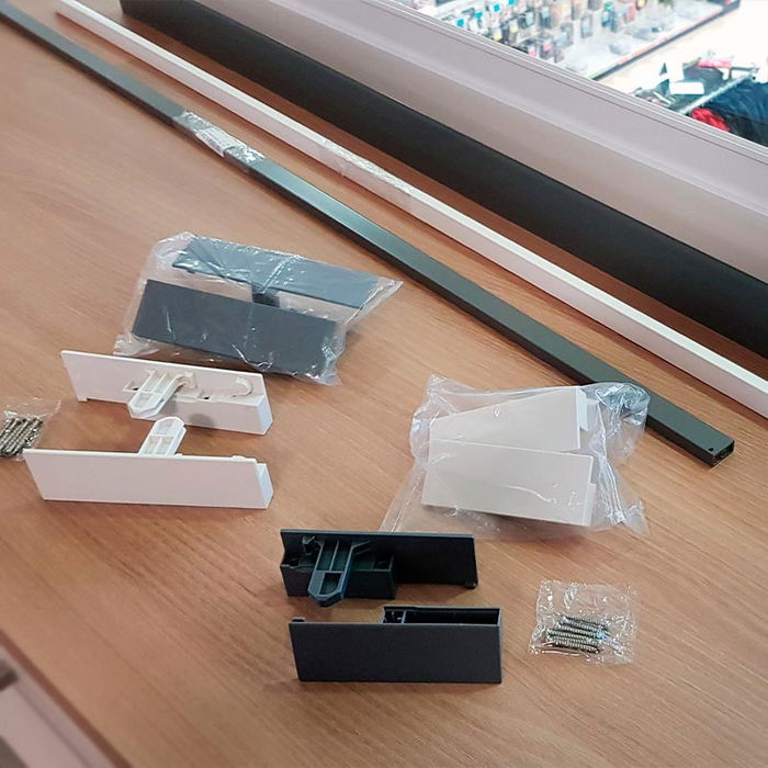 HERRAJES ALK Juego Fijación Frontal Qube H90 H120 H185 Acabado Antracita Altura H90 HERRAJES ALK Juego Fijación Frontal Qube H90 H120 H185 Acabado Antracita Altura H90