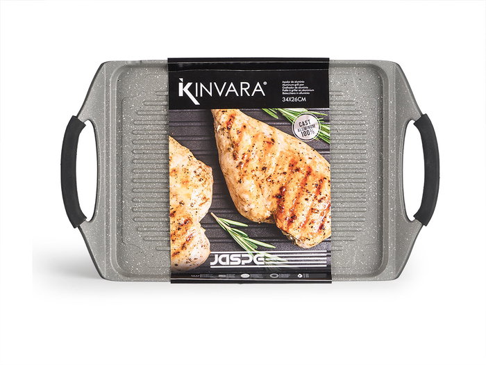 Kinvara Asador Plano Gris 34x26 cm Aluminio Inducción (Set de 6)