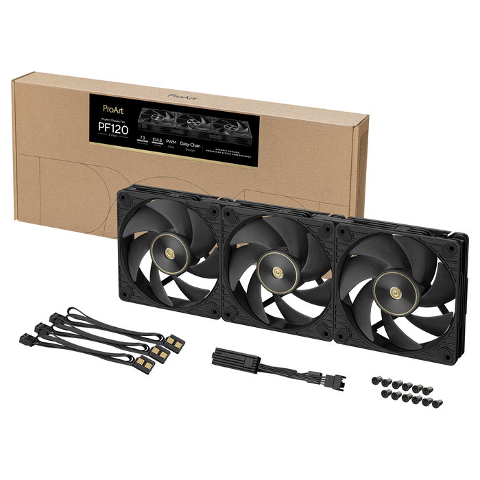 ASUS ProArt PF120 Ventilador PWM 120mm Negro - Pack de 3 Unidades para Refrigeración de PC