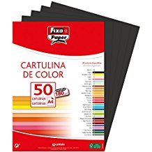 FIXO Paquete de 50 Cartulinas A4 Negro 180g