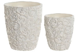 DKD Home Decor Macetero Shabby Crudo 24 x 24 x 28 cm Set de 2