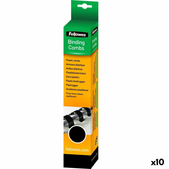 Fellowes Canutillo de Plástico 10 mm Negro 21 Anillas