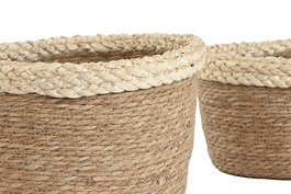 DKD Home Decor Cesta Natural Fibra 31 x 20 x 31 cm Set de 4 (2 Unidades)