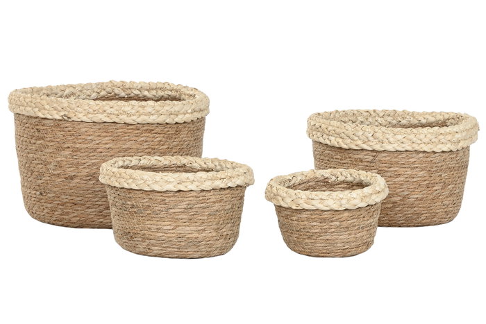DKD Home Decor Cesta Natural Fibra 31 x 20 x 31 cm Set de 4 (2 Unidades)