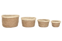 DKD Home Decor Set de 4 Cestas de Fibra Natural 31x31x20 cm