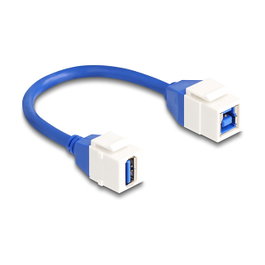 DeLOCK Cable Keystone Modul USB Tipo-A hembra a USB Tipo-B hembra 0,2 m Azul, Blanco