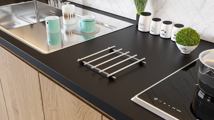 Aberto Design Salvamanteles Protector de Encimera Metal Cromado