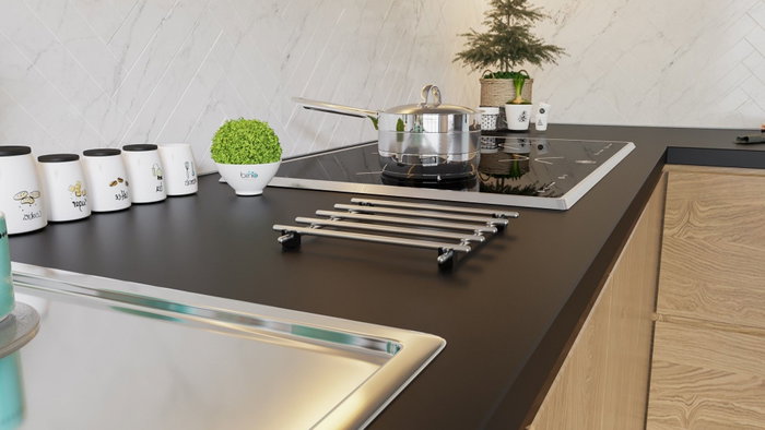 Aberto Design Salvamanteles Protector de Encimera Metal Cromado