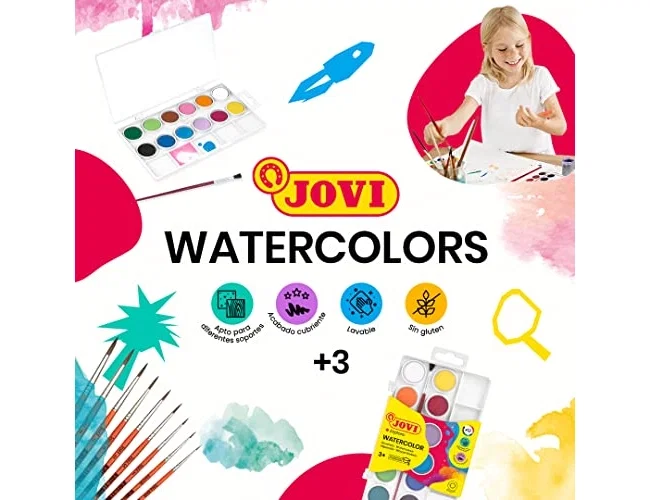 Jovi Estuche de Acuarelas de 12 Colores Surtidos con Pincel Jovi Estuche de Acuarelas de 12 Colores Surtidos con Pincel