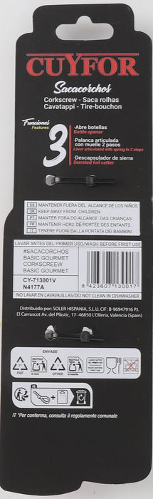Cuyfor Abridor Sacacorchos Gourmet 12.5x2.5 cm (24 Unidades)