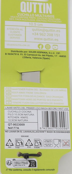 Quttin Cuchillo Filo Multiusos Natura Hoja 10.3 cm (60 Unidades)