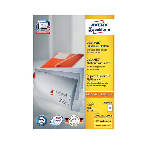 AVERY Zweckform Etiquetas 3659-200 Blancas 97,0 x 42,3 mm