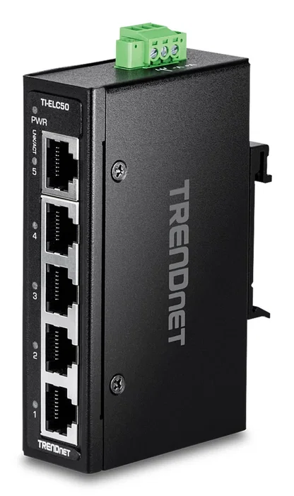 TRENDnet TI-ELC50 Switch No Administrado Fast Ethernet (10/100), 5 Puertos, Full Duplex, Montaje en Pared, Negro