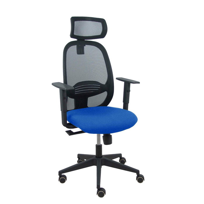 PIQUERAS Y CRESPO Silla de oficina Cilanco con mecanismo Sincro, asiento azul y malla negra PIQUERAS Y CRESPO Silla de oficina Cilanco con mecanismo Sincro, asiento azul y malla negra