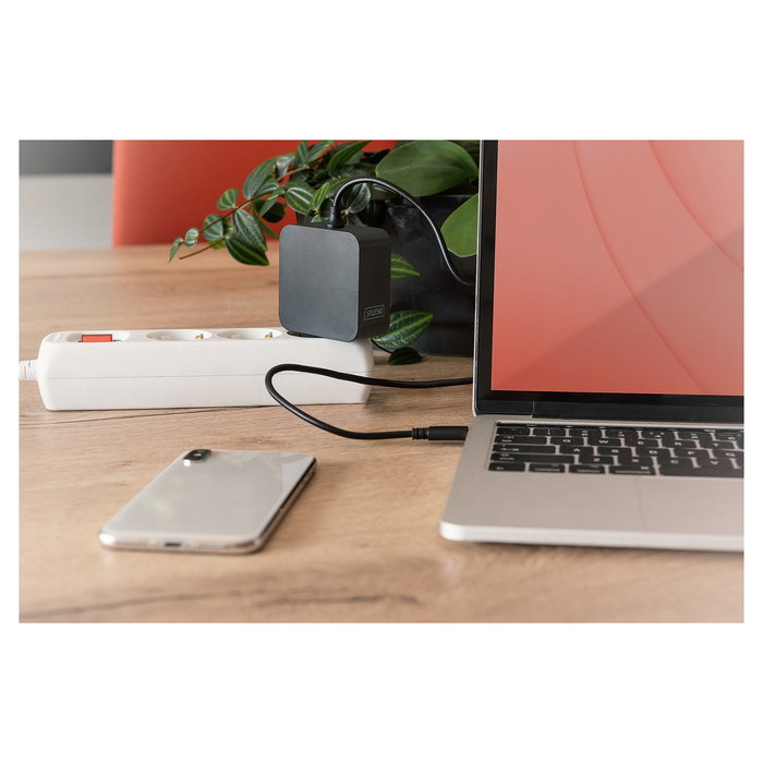 Digitus Cargador USB-C para Portátil 65W, Adaptador de Corriente 20V con Cable 1.2m, Negro, Universal Notebook Netzteil