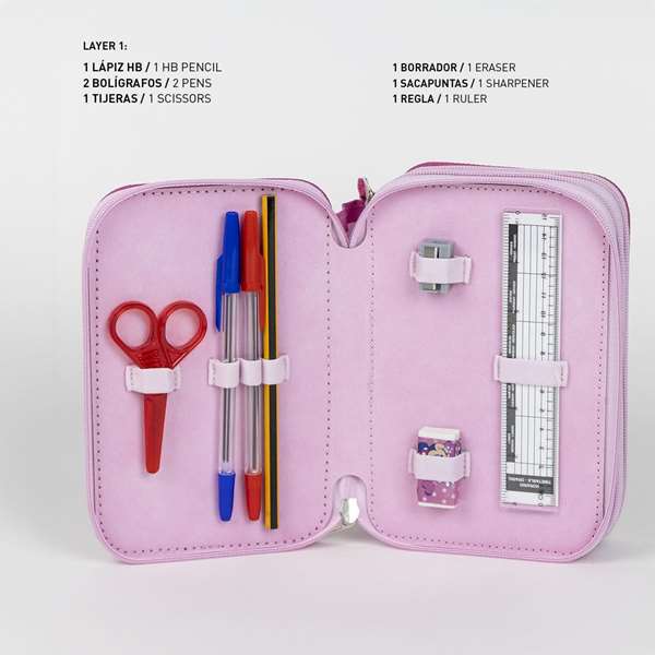 Cerdá Plumier con Accesorios Minnie Giotto, Estuche Pinturas 12.5 x 6.5 x 19.5 cm, Rosa, Recomendado 3 Años