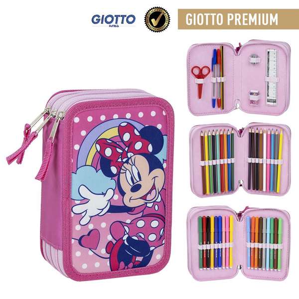 Cerdá Plumier con Accesorios Minnie Giotto, Estuche Pinturas 12.5 x 6.5 x 19.5 cm, Rosa, Recomendado 3 Años