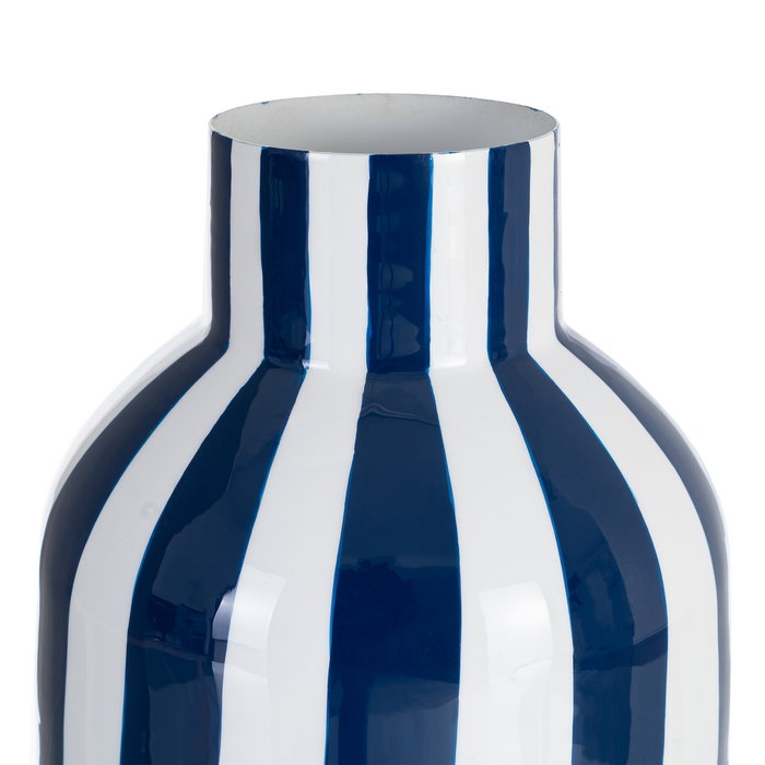 Jarrón Rayas Azul Metal Decoración 18 X 18 X 24 cm