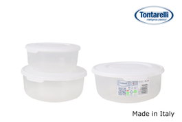 Inde Set de 3 Fiambreras Redondas de Vidrio con Tapa Blanca