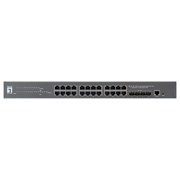 Level One GTP-2871 Switch 24x PoE+ Gigabit Ethernet 4x 10GSFP+ 19" 400W Gestionado L3
