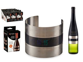 Kinvara Termómetro para Botella de Vino 6x3x6 cm Negro y Plata Acero Inoxidable (Set de 24)