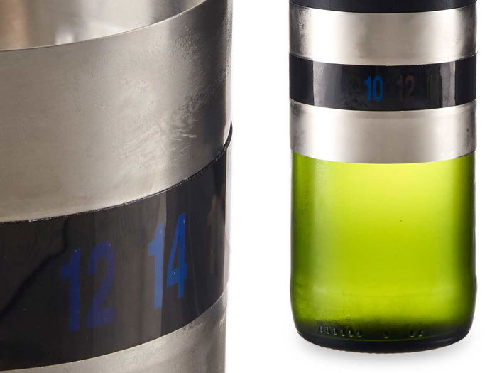 Kinvara Termómetro para Botella de Vino 6x3x6 cm Negro y Plata Acero Inoxidable (Set de 24)