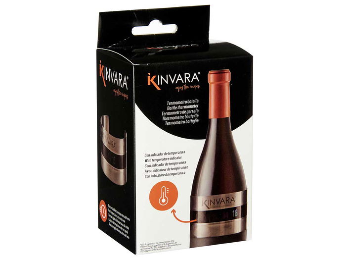 Kinvara Termómetro para Botella de Vino 6x3x6 cm Negro y Plata Acero Inoxidable (Set de 24)