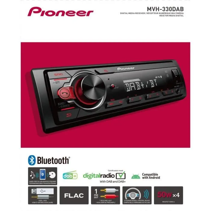 Pioneer MVH-330DAB Autorradio con USB, DAB+, AUX y Bluetooth