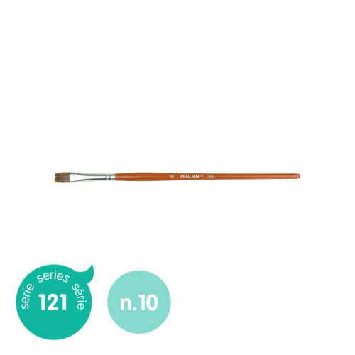Milan Pincel Plano Serie 121, Nº 10 (412110) para Acuarela y Témpera, Mango Corto Madera Milan Pincel Plano Serie 121, Nº 10 (412110) para Acuarela y Témpera, Mango Corto Madera