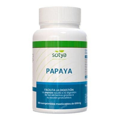 SOTYA Papaya y Tronco de Piña 600mg 100 Comprimidos Masticables